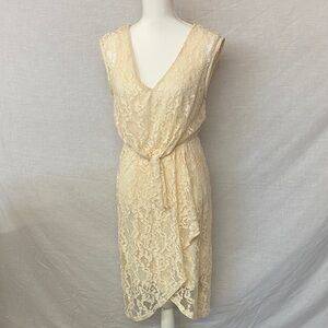 June & Hudson Cream Lace Midi Dress